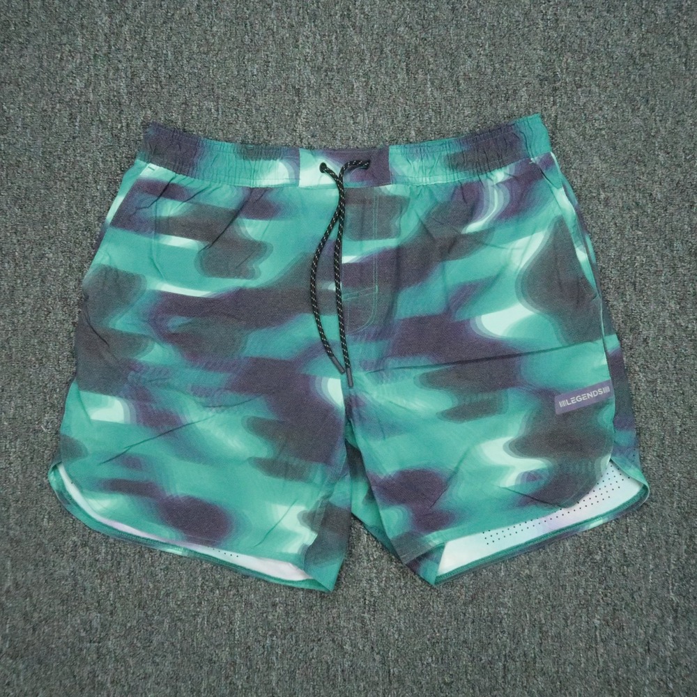 Legends‎ Shorts Mens XL Blue Green Luka Abstract Camo Athletic Lined Training